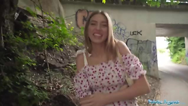 Public Agent super hot babe with the CUTIEST backside tears up outdoors in a PUBLIC place