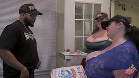 plus-size pizza delivery deep-throat and drill customer
